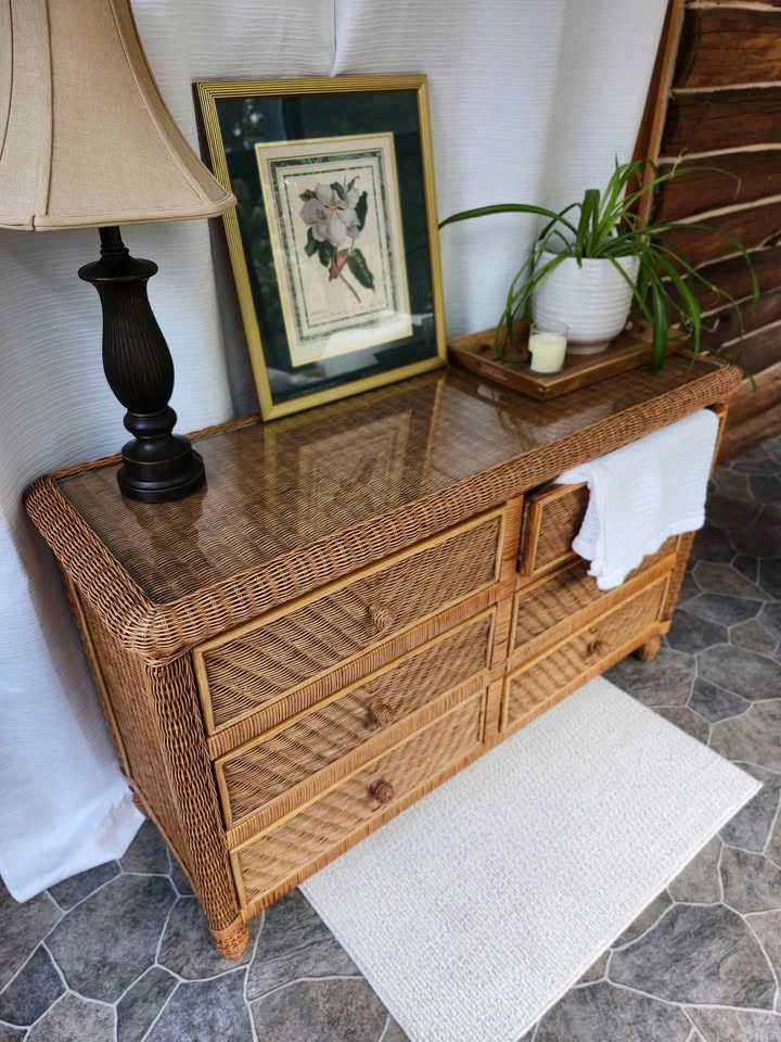 Boho Wicker & Rattan 6-Drawer Dresser – Natural Finish - photo 2