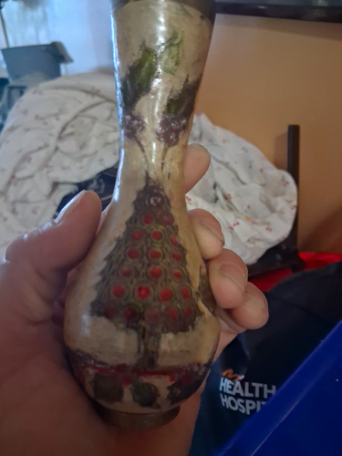 Unmarked Brown Red Green Bud Vase small decorative vase