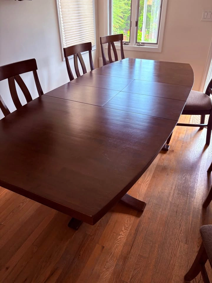 Dark Wood Dining Table with Butterfly Leaf and 6 Chairs - photo 4