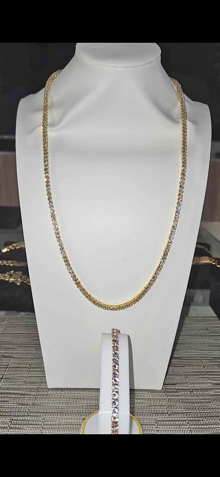 Gold-Tone Tennis Necklace and Bracelet Set