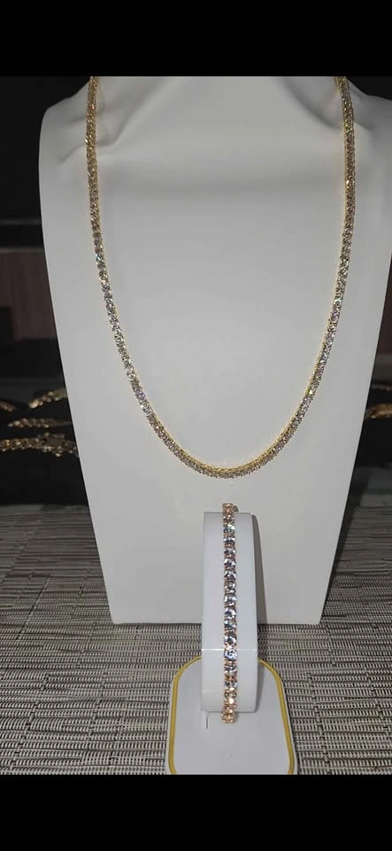 Gold-Tone Tennis Necklace and Bracelet Set - photo 2