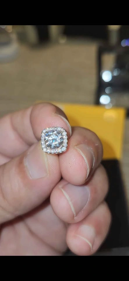 1 Carat Certified GRA Moissanite Cushion Halo Stud Earrings - photo 3