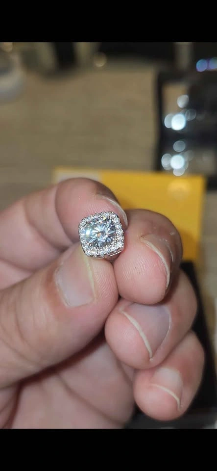 1 Carat Certified GRA Moissanite Cushion Halo Stud Earrings - photo 4