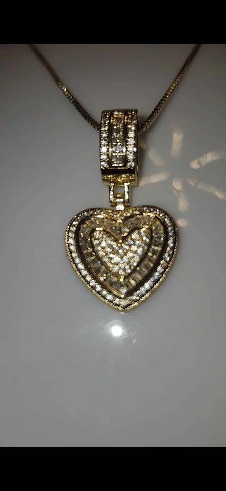 Gold Heart Pendant Necklace with Clear Stones - photo 4