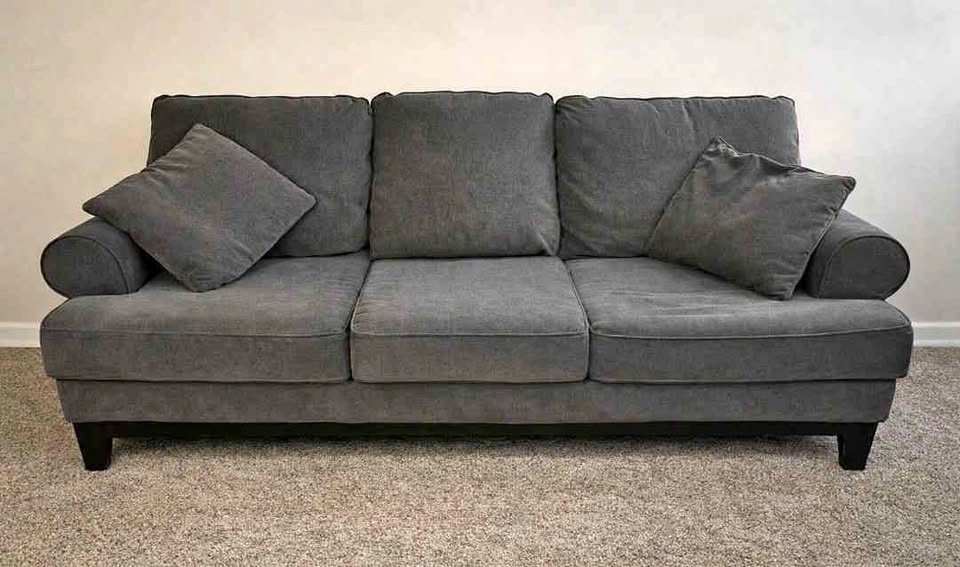 Dark Grey Fabric Sofa and Loveseat Set