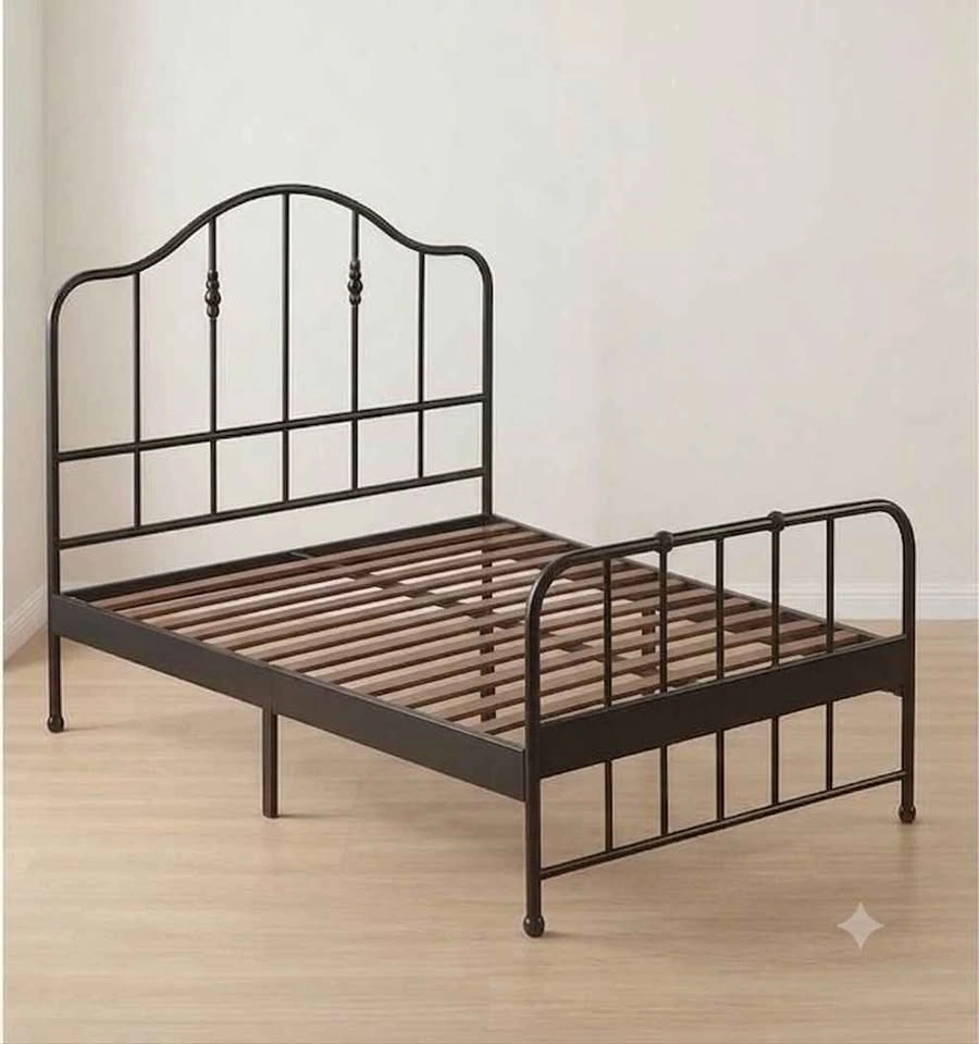 Black Metal Bed with wooden slats - photo 3