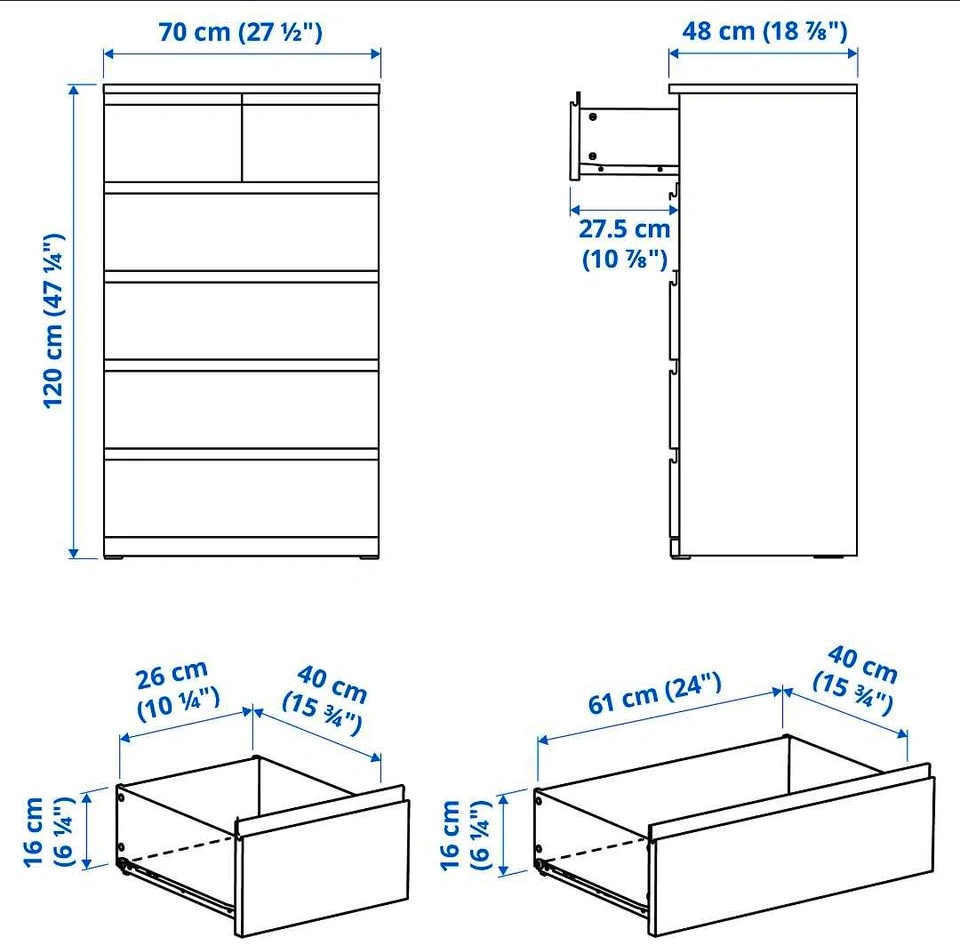 IKEA MALM Chest of 6 Drawers - photo 3