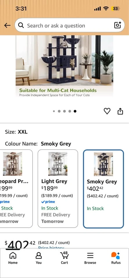 Smoky Grey XXL Multi-Level Cat Tree - photo 4