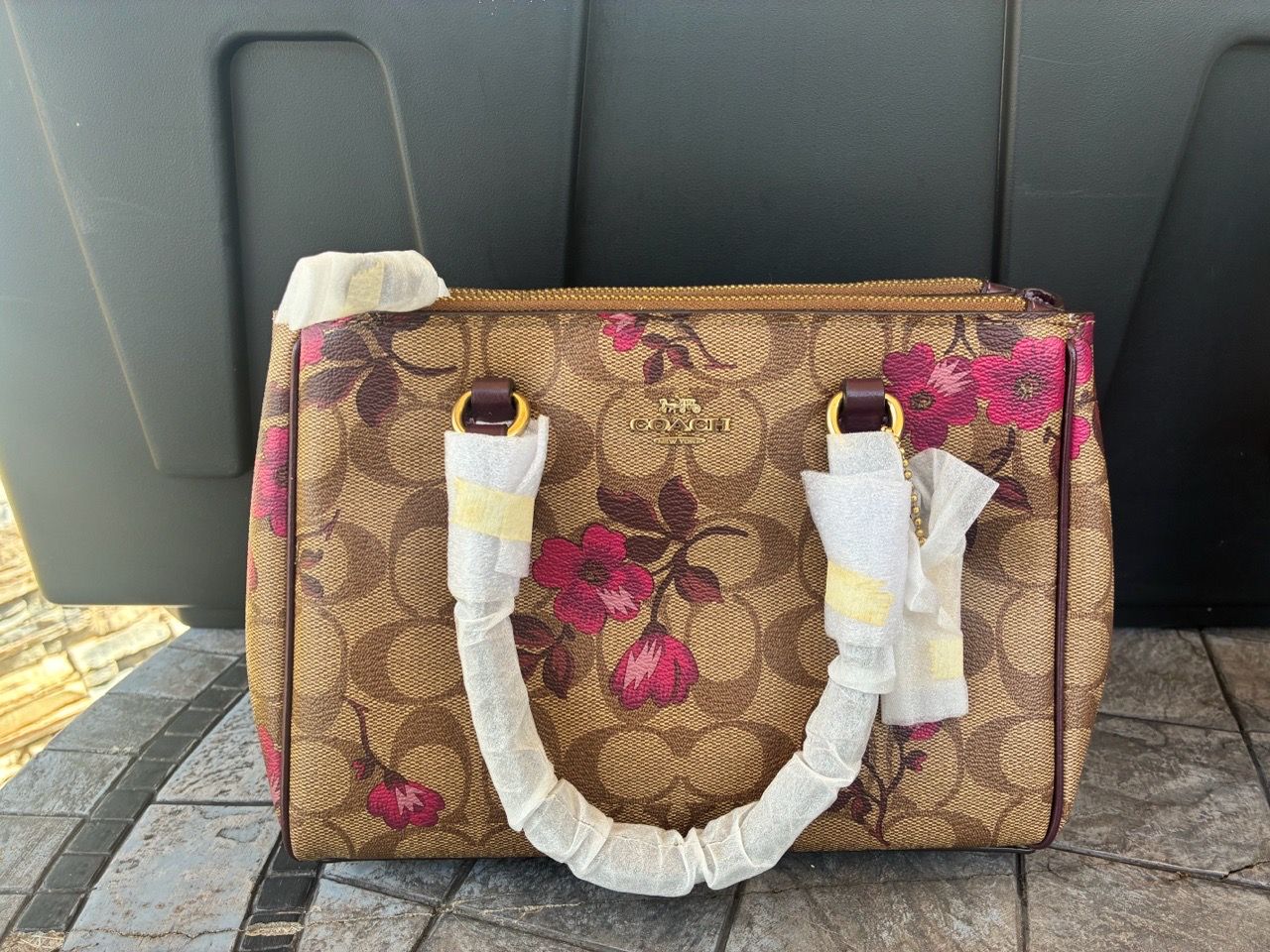 Coach Signature Floral Print Satchel Handbag