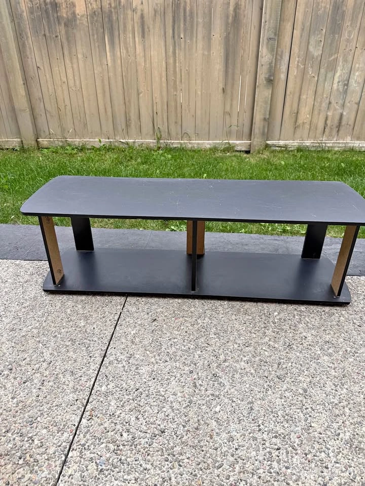 Black Low Profile TV Stand with Shelf