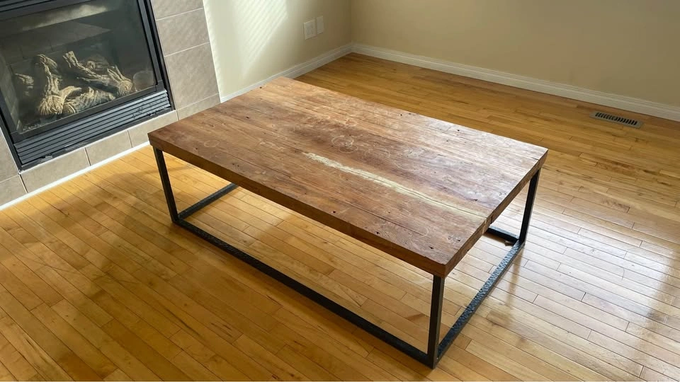 Rustic Wood Coffee Table w/ Metal Base - photo 2
