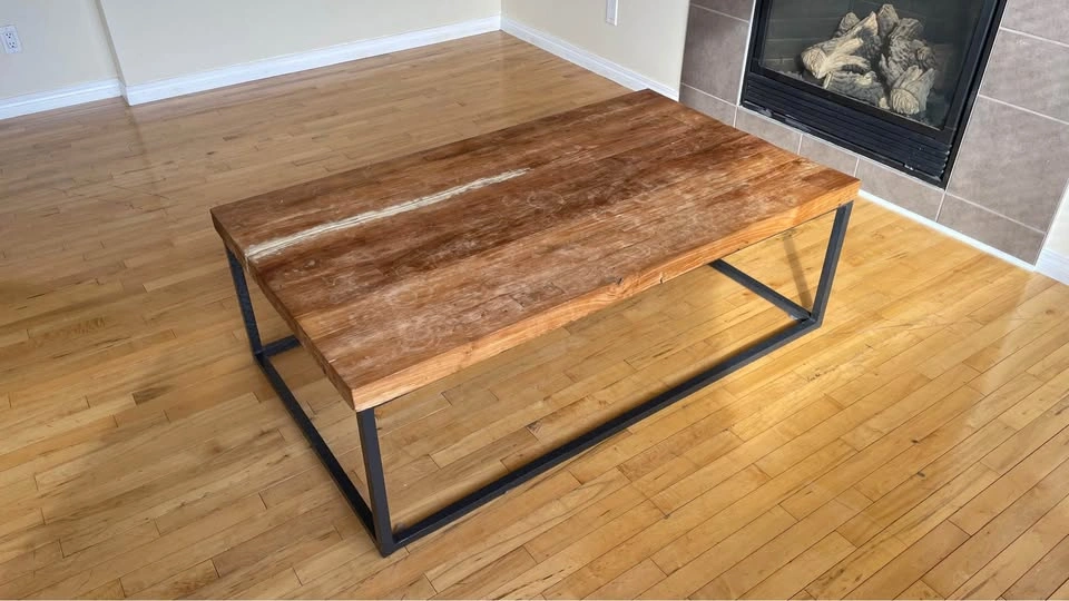 Rustic Wood Coffee Table w/ Metal Base - photo 3