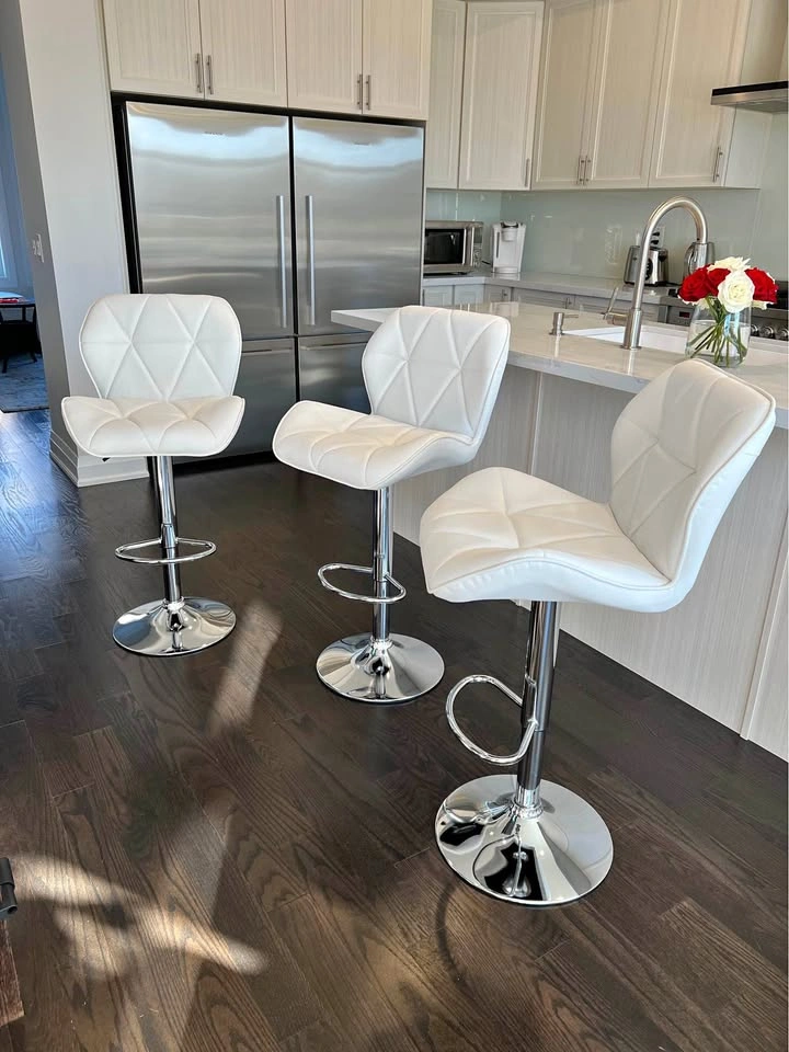 Adjustable White\Silver Bar Stools