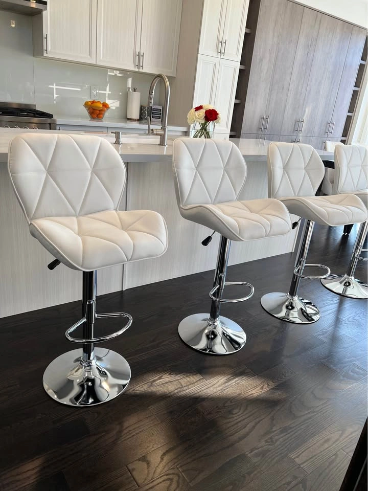 Adjustable White\Silver Bar Stools - photo 2