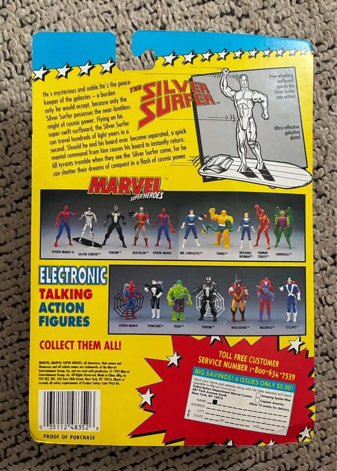 1992 Toy Biz Marvel Super Heroes Silver Surfer Action Figure - photo 2