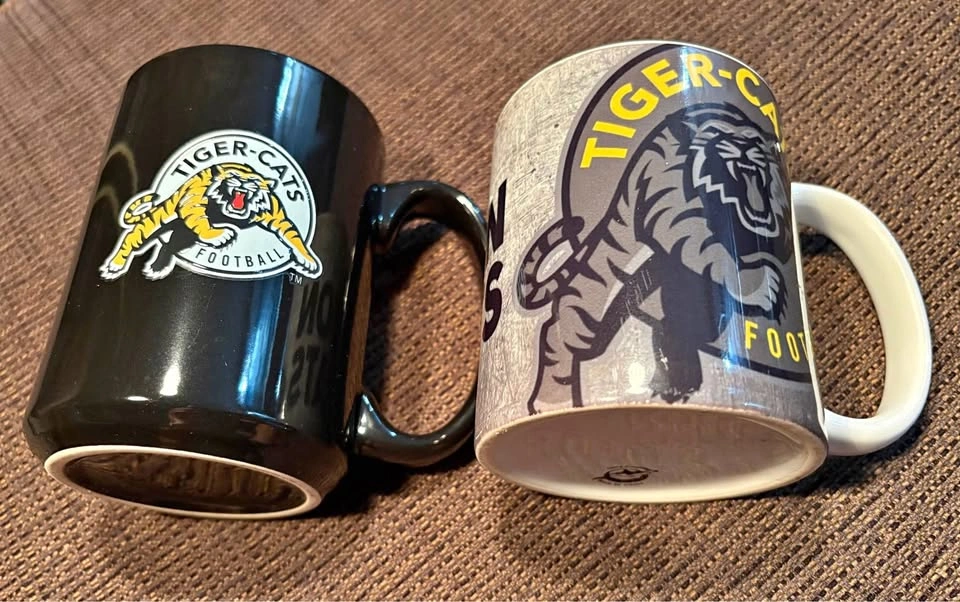 Vintage Hamilton Tiger-Cats Ceramic Coffee Mug Pair