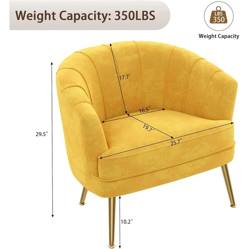 Everly Quinn Velvet Accent Barrel Chair Yellow - photo 2
