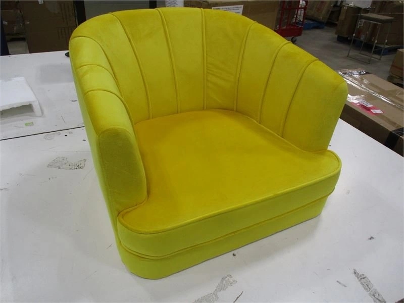 Everly Quinn Velvet Accent Barrel Chair Yellow - photo 5