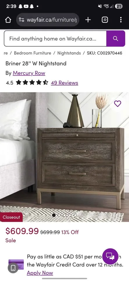 Black Wood Nightstand - 28" - Brand New, Huge Discount! image indicator(2)