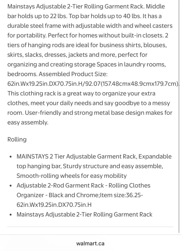 2 Mainstays Adjustable 2-Tier Garment Racks - photo 4