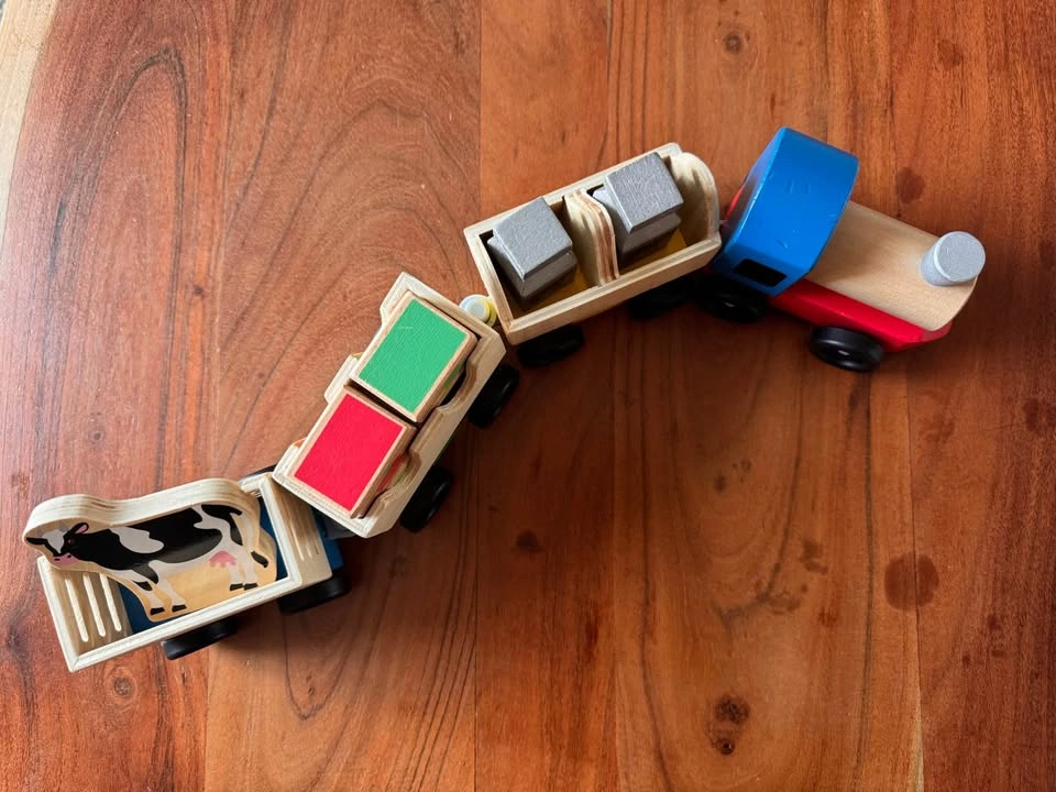 Wooden Melissa Farm Animal and Cargo Train Set - photo 3