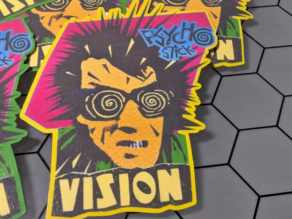 vision psycho stick decal 4"aprox