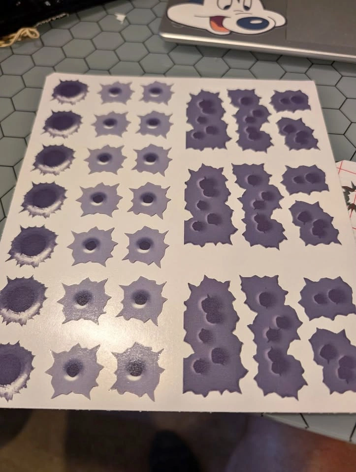 Realistic Bullet Hole Stickers - Fake Gunshot Decal Sheet