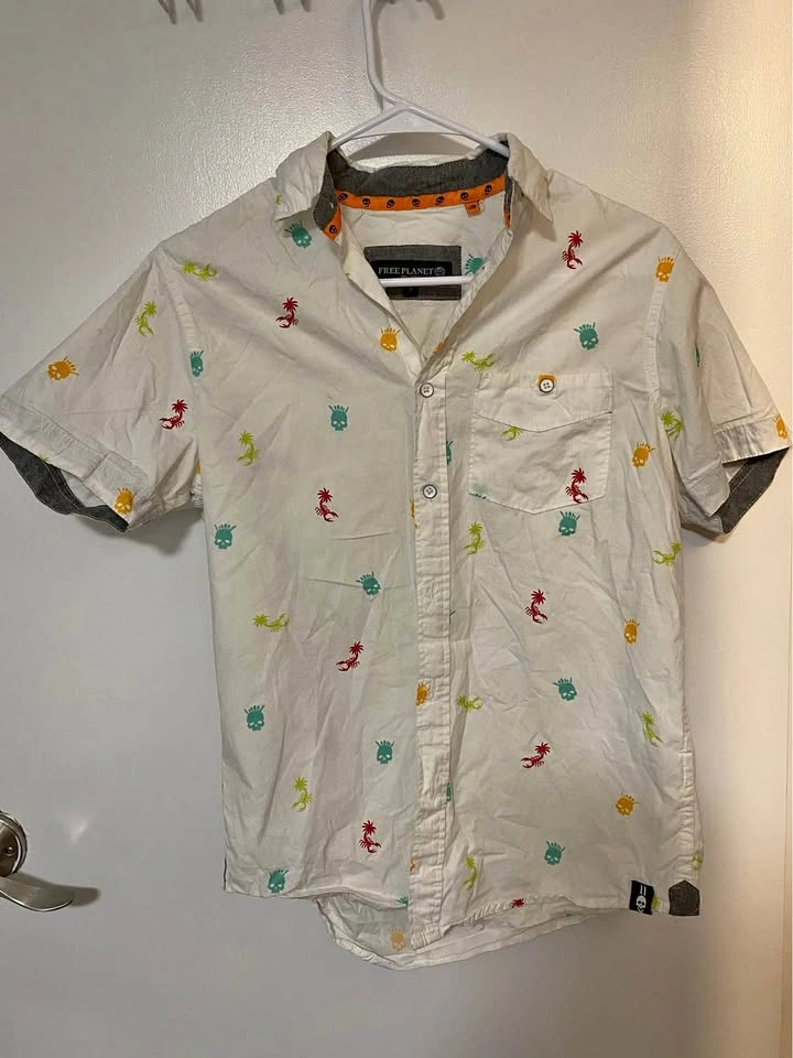 Tropical Skull Print Shirt