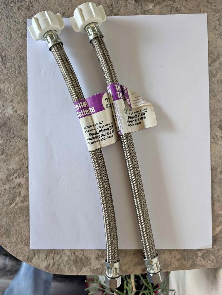 Brand New Pair of Flexible Hoses for Toilet Connections
