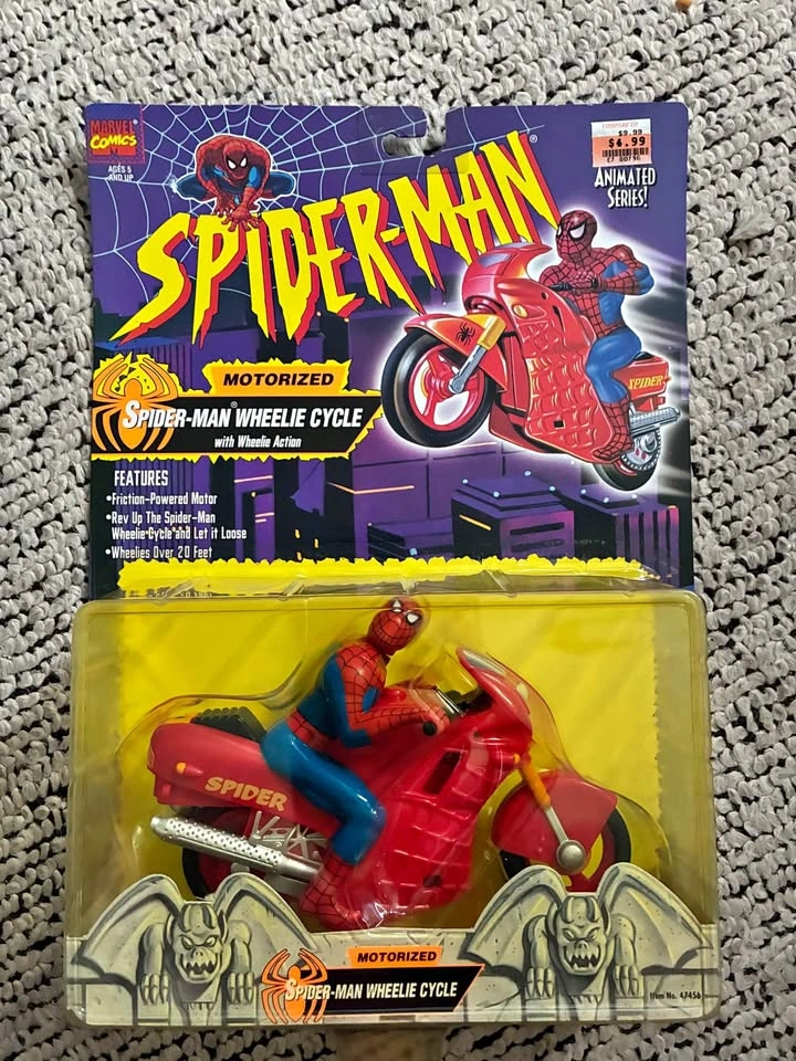 Vintage Toy Biz Spider-Man Motorized Wheelie Cycle Action Toy