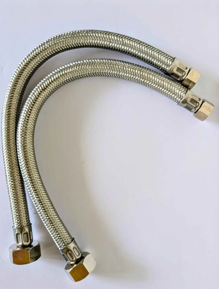 Pair of Stainless Steel Braided Hoses for Faucet