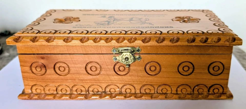 Vintage Souvenir Wood Jewelry Box from Greece - photo 2