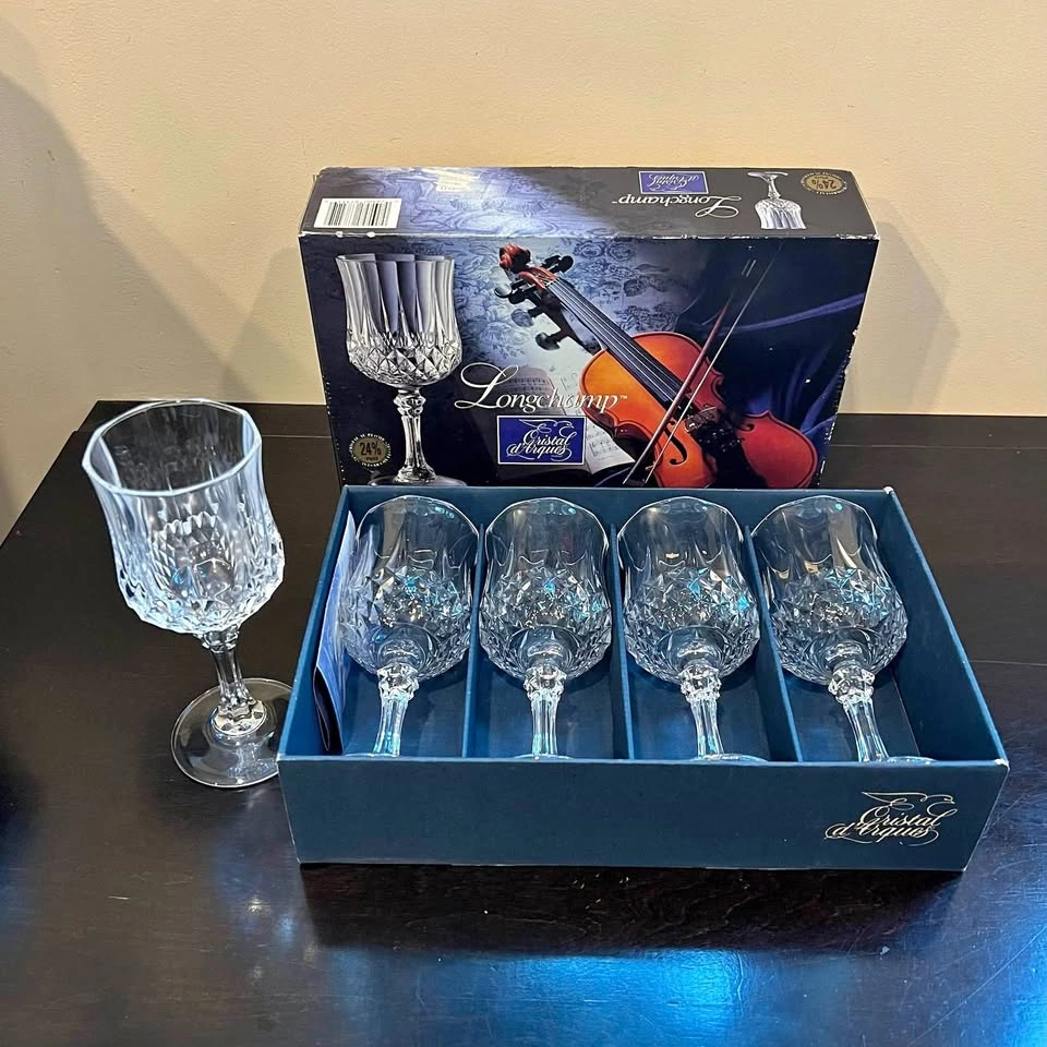 Longchamp Crystal Wine Glasses / Cristal D'Arques France