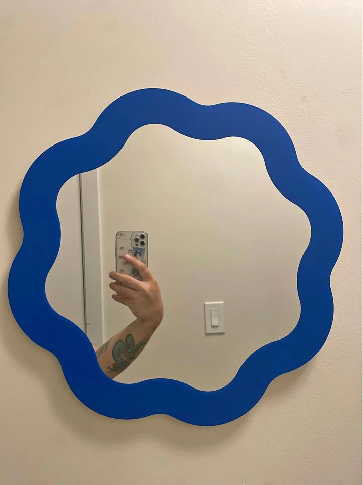 IKEA PRUNKHALLON Wavy Mirror – Blue | Discontinued