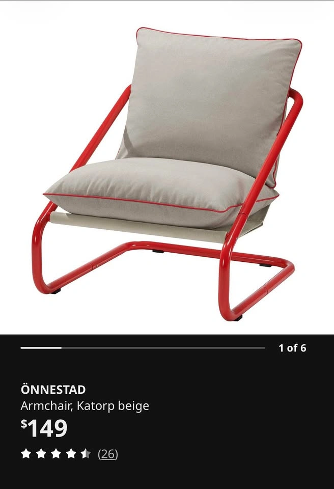 IKEA ÖNNESTAD Armchair – Katorp Beige / Red - photo 3