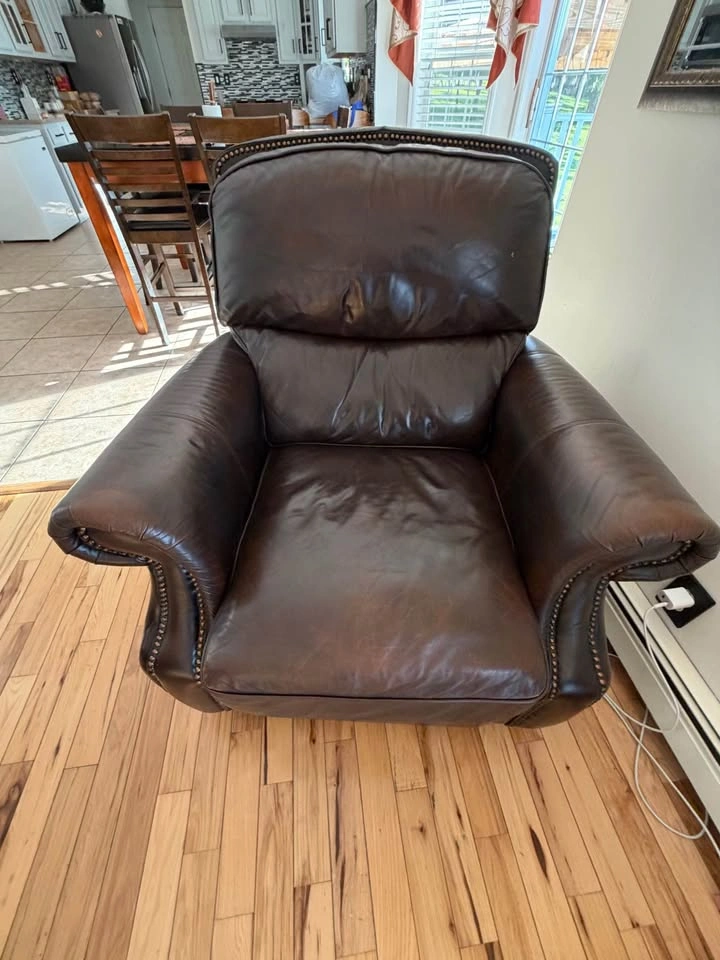 Dark Brown Recliner Chair with Nailhead Trim - photo 2