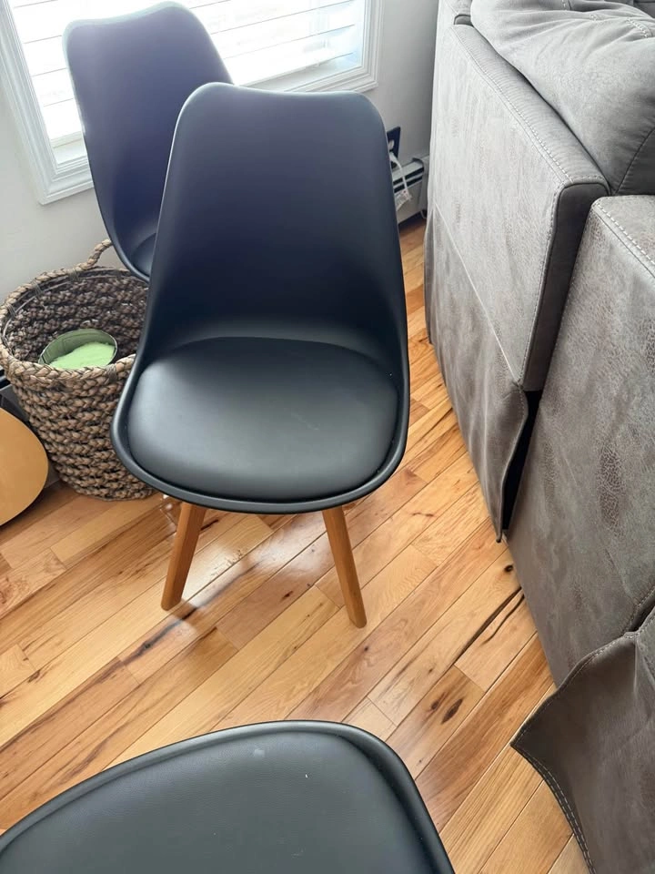 Set of 4 Modern Black Dining Chairs with Wooden Legs - photo 2