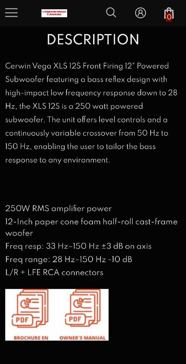 Cerwin Vega XLS-12S Power Subwoofer - photo 2