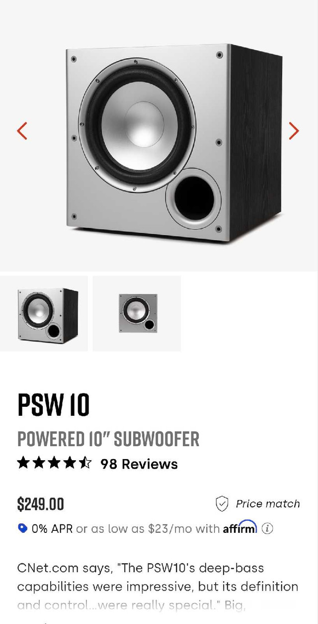 Polk Audio PSW10 Power Subwoofer