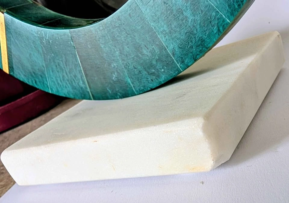 Vibrant Sculpture with Marble Base and Turquoise Circle - photo 2