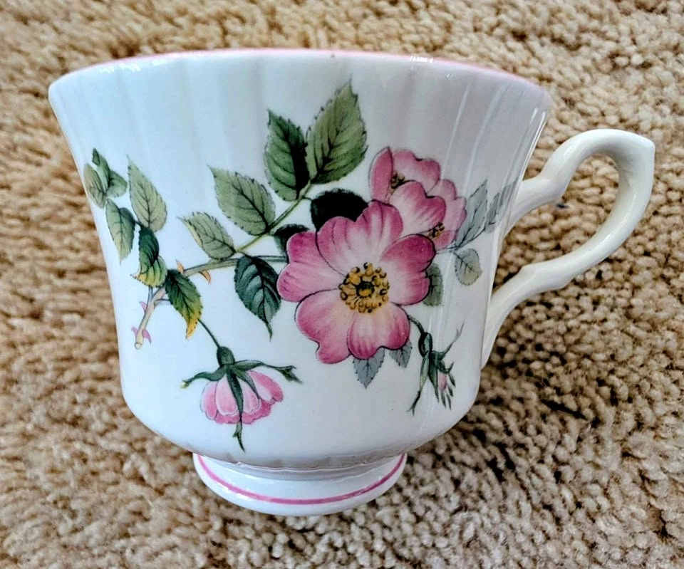 Vintage Royal Stafford Tea Cup in Elizabethan Style with Pink Wi