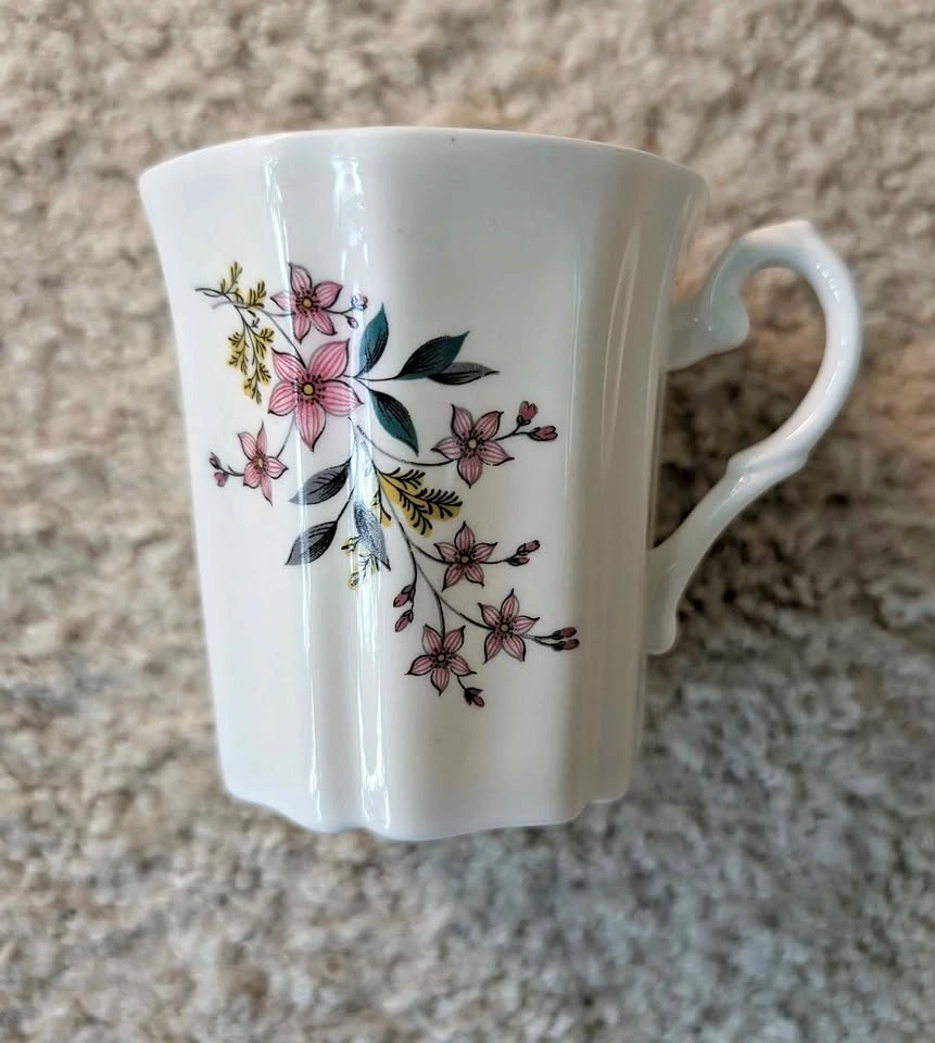 Royal Grafton Fine Bone China Cup with Fluted Body and Floral Pa