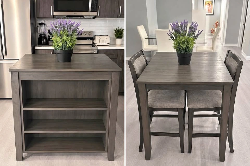 Kitchen Island + 4 Chairs & Storage
