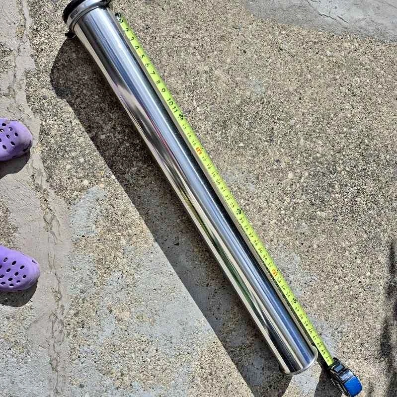 40" long stainless steel pipe with 4" diameter