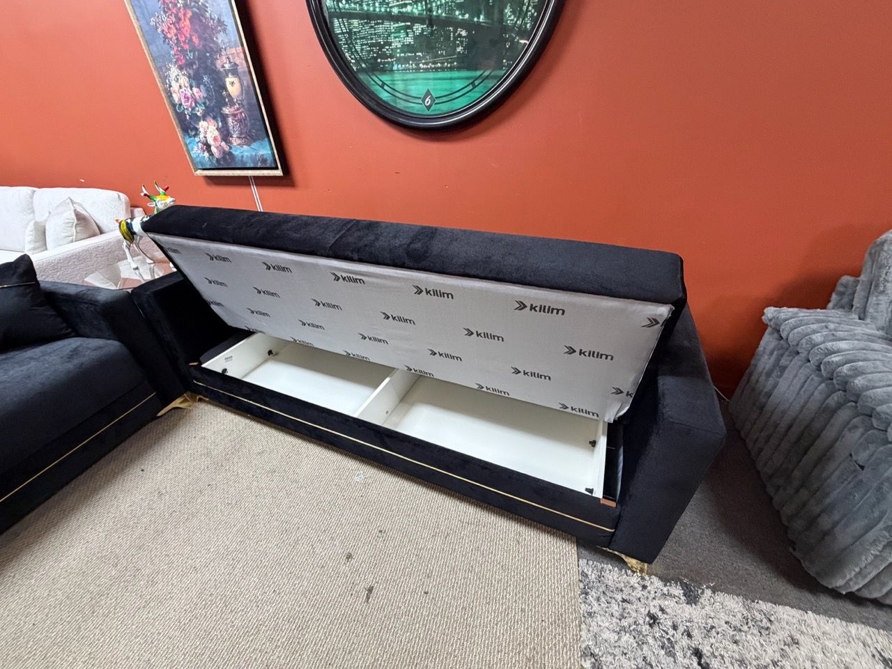 Black Velvet Sofa and Loveseat Set - photo 2
