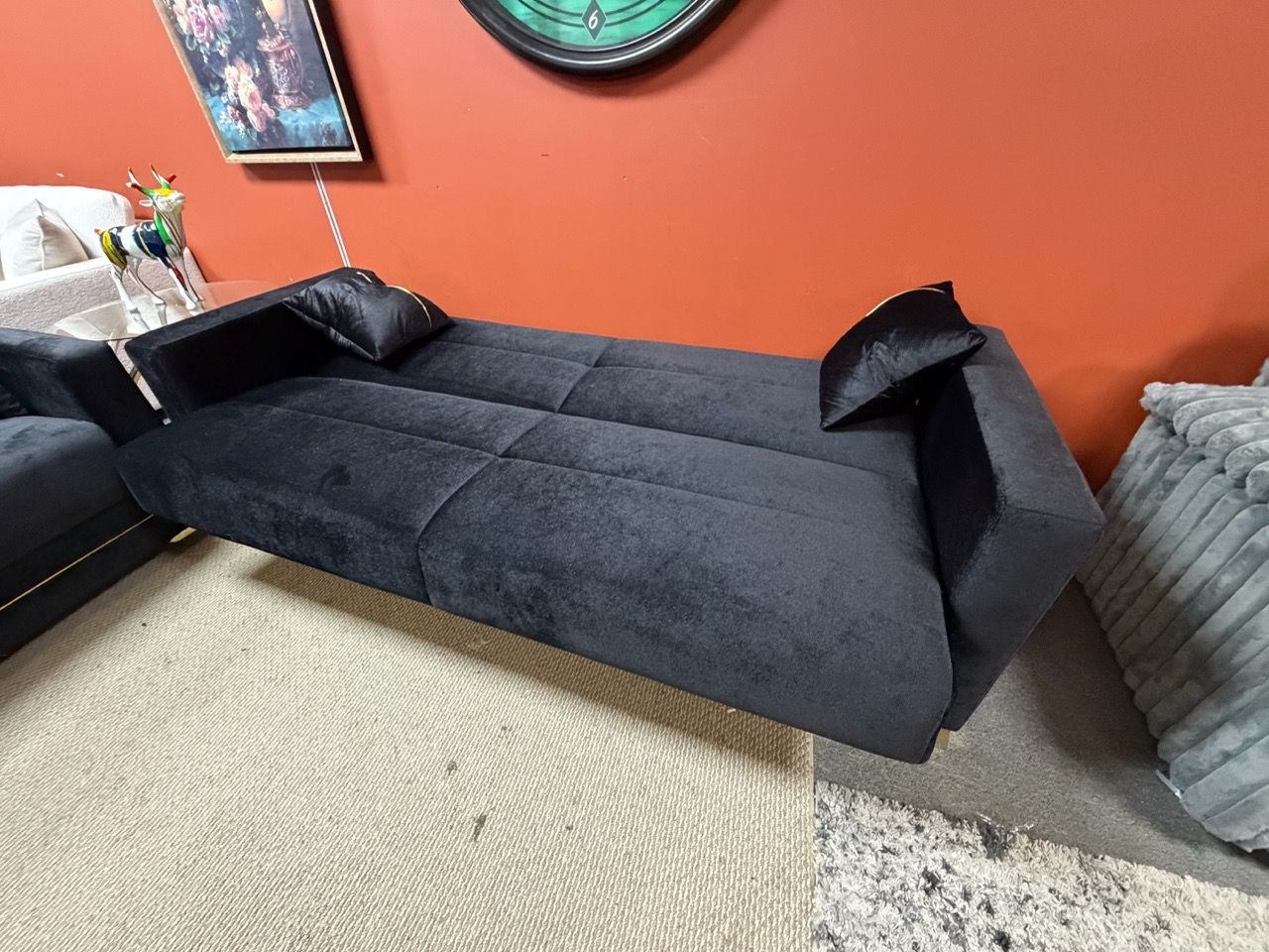 Black Velvet Sofa and Loveseat Set - photo 3