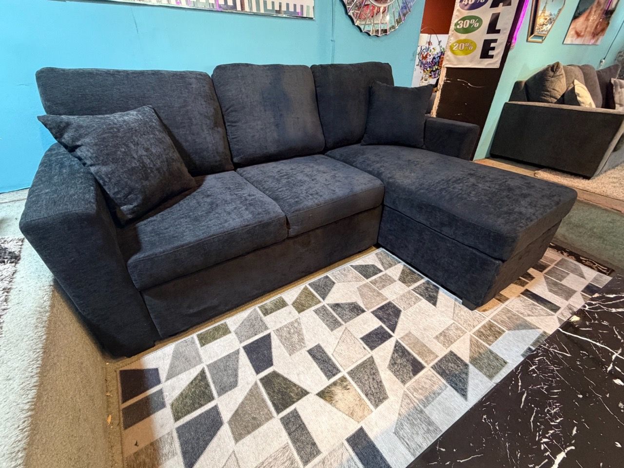 Dark Gray Fabric Sectional Sleeper Sofa - photo 2