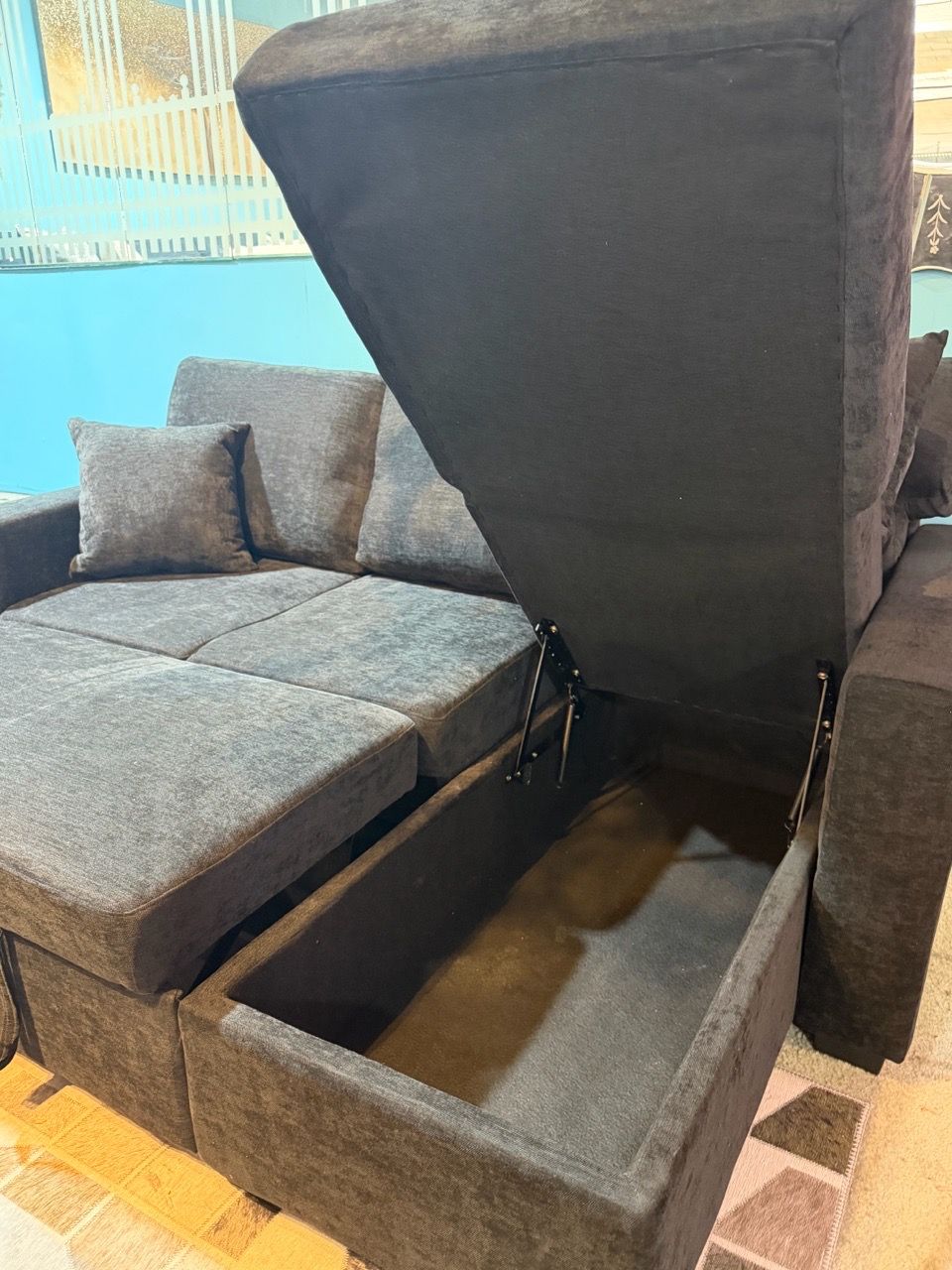 Dark Gray Fabric Sectional Sleeper Sofa - photo 5
