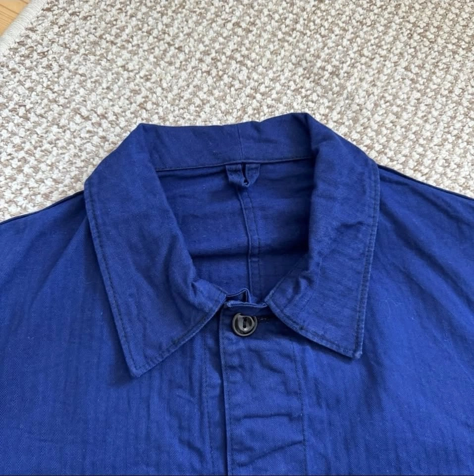 Vintage Herringbone HBT Twill French Navy Blue Chore Jacket - photo 2