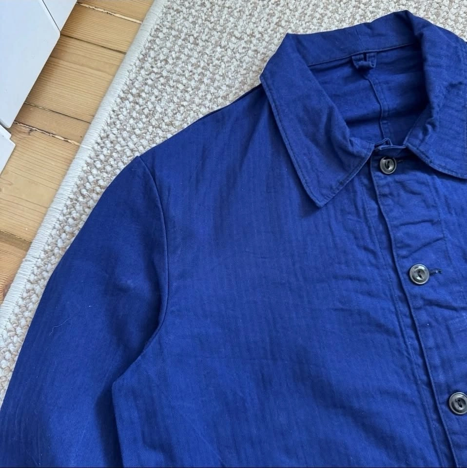 Vintage Herringbone HBT Twill French Navy Blue Chore Jacket - photo 3